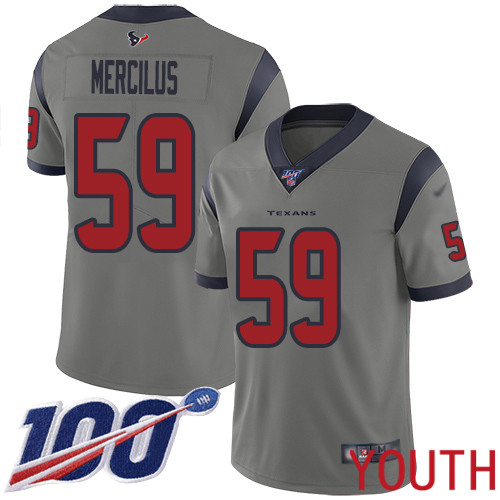 Houston Texans Limited Gray Youth Whitney Mercilus Jersey NFL Football #59 100th Season Inverted Legend